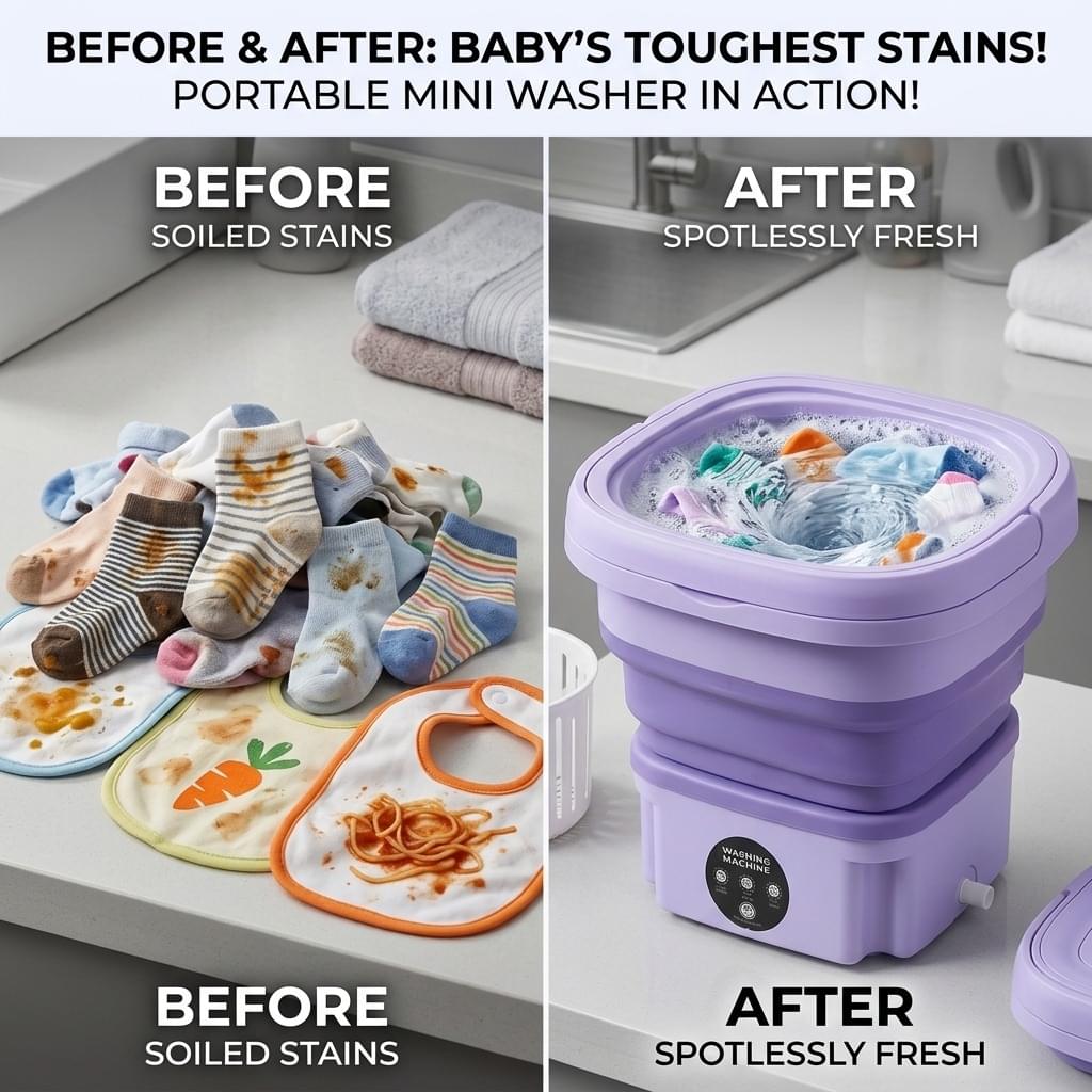 Portable Mini Washing Machine – Compact Foldable Washer for Clothes