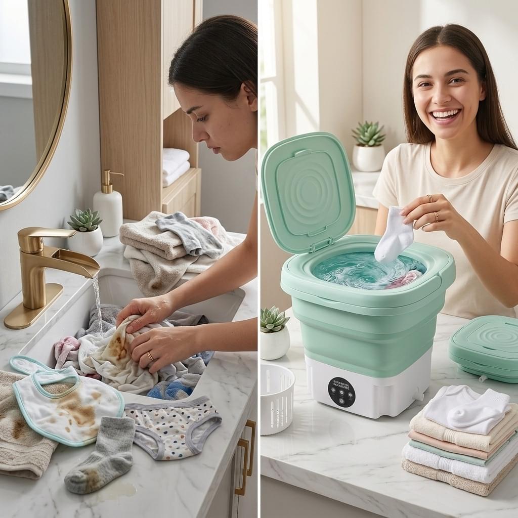 Portable Mini Washing Machine – Compact Foldable Washer for Clothes