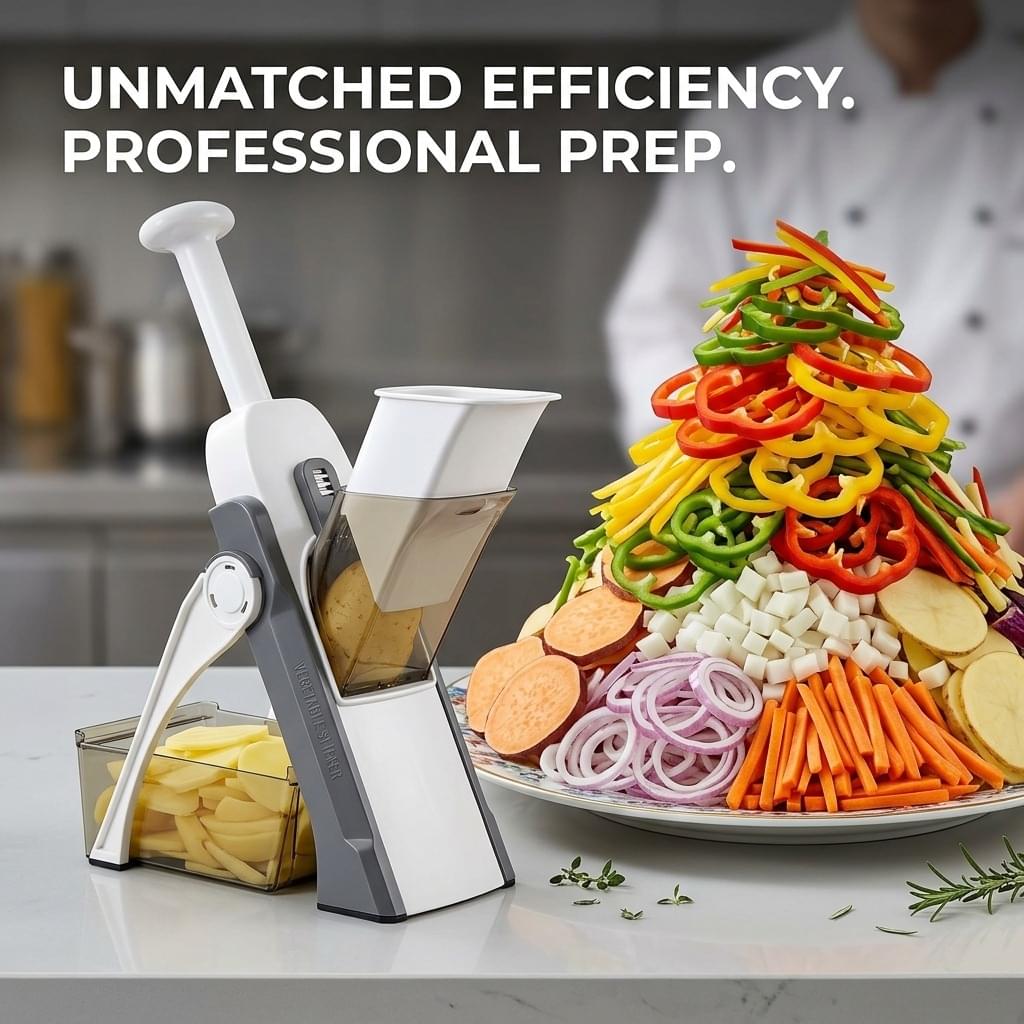 5-in-1 Manual Vegetable Cutter – Multi-Function Slicer, Chopper & Grater